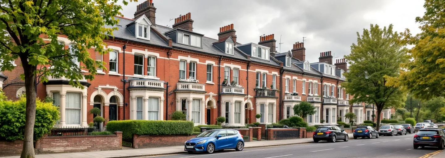 Edwardian terraced street with dormer loft conversions in Balham