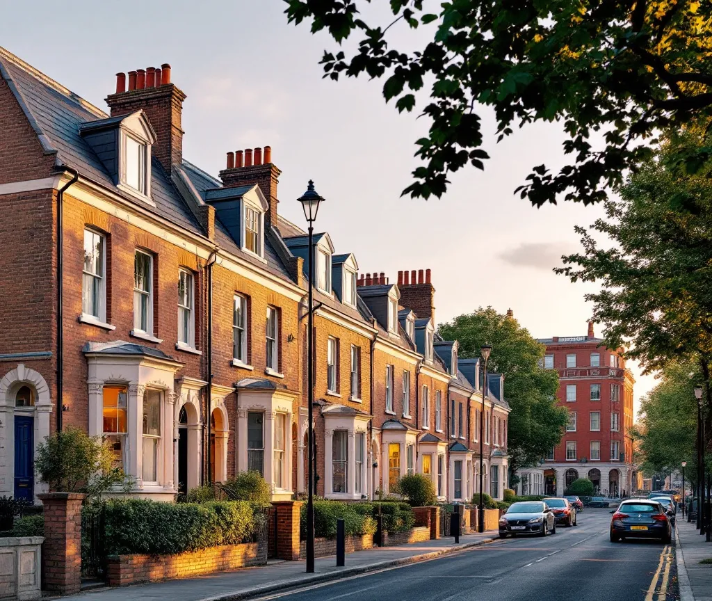 Victorian terraced street with dormer loft conversions in Battersea