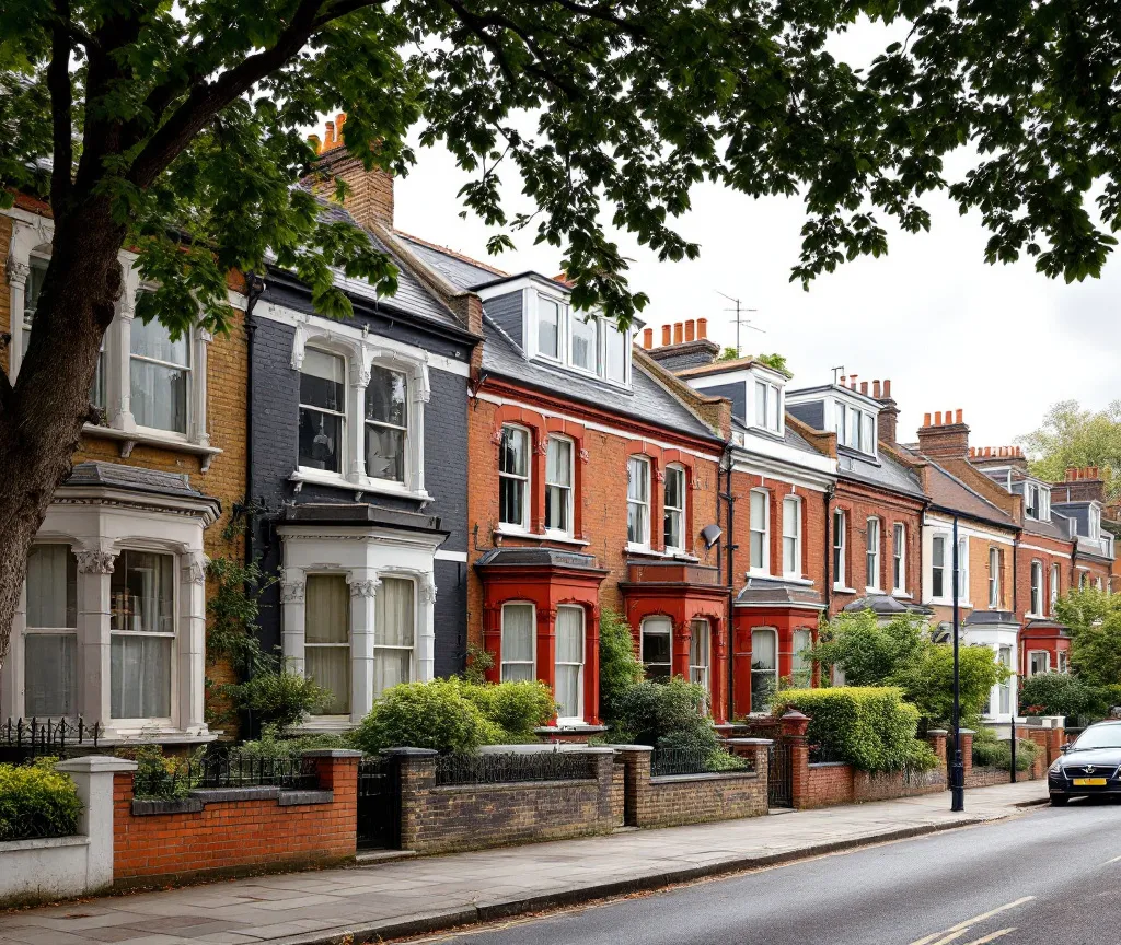 Victorian terraced street in Clapham with dormer loft conversions
