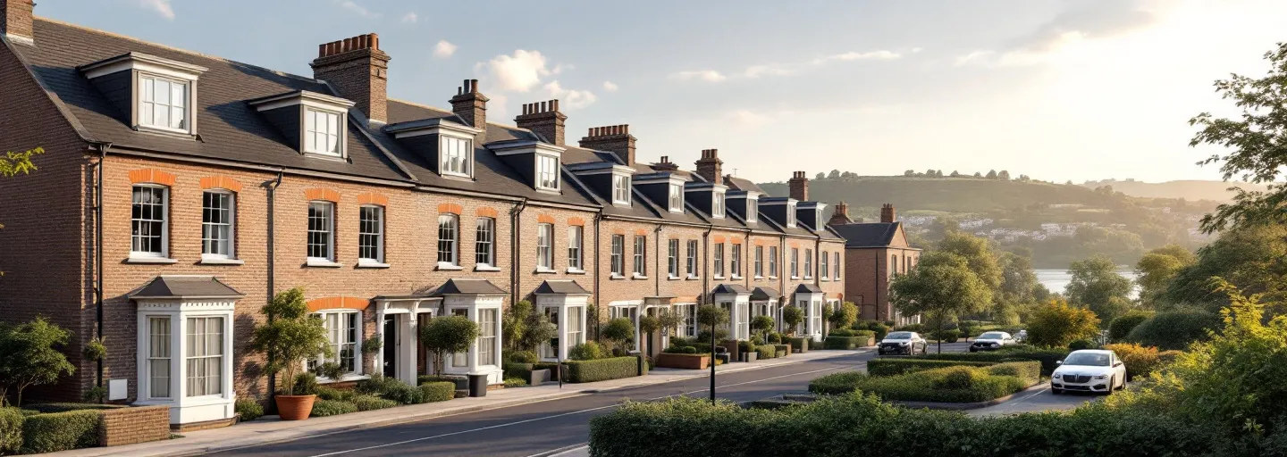Georgian townhouses on a leafy street in Richmond upon Thames