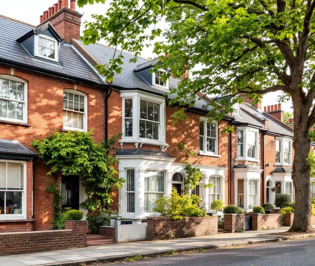 Georgian brick townhouses on a leafy Richmond street
