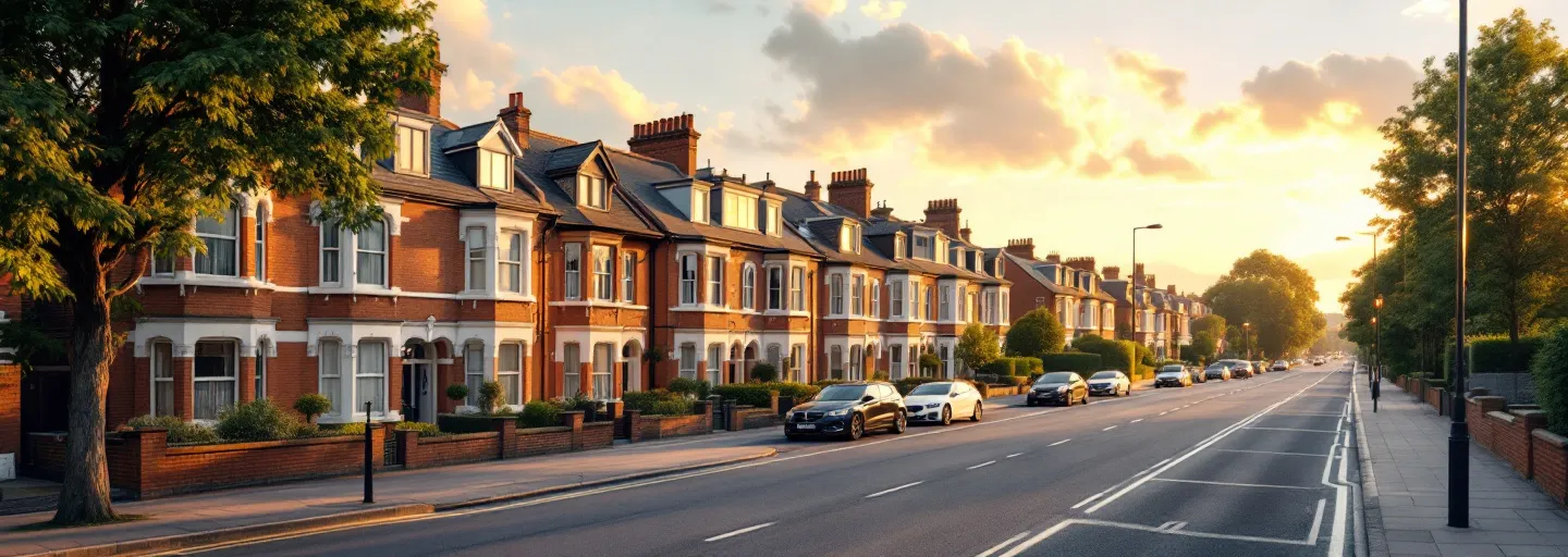 Edwardian avenue of red-brick houses with dormer loft conversions in Streatham