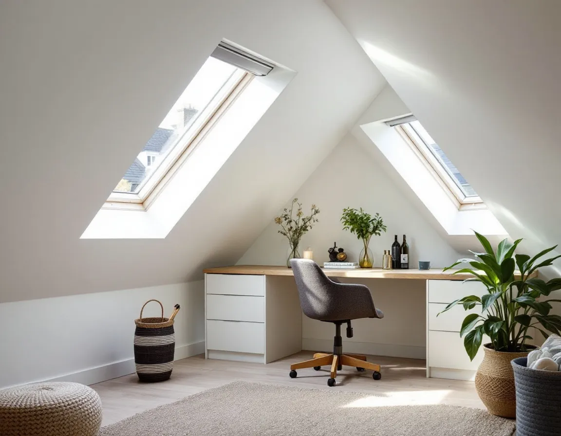 Velux loft conversion study with two skylights in Fulham