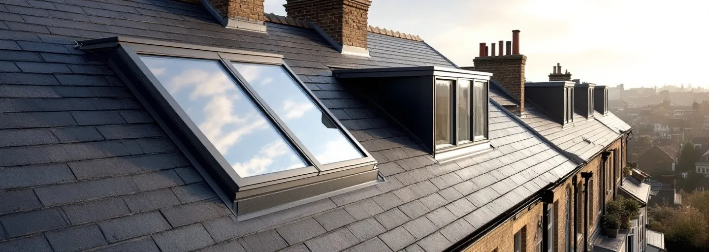 Velux loft conversion in London with rooflight windows set into the existing roof slope